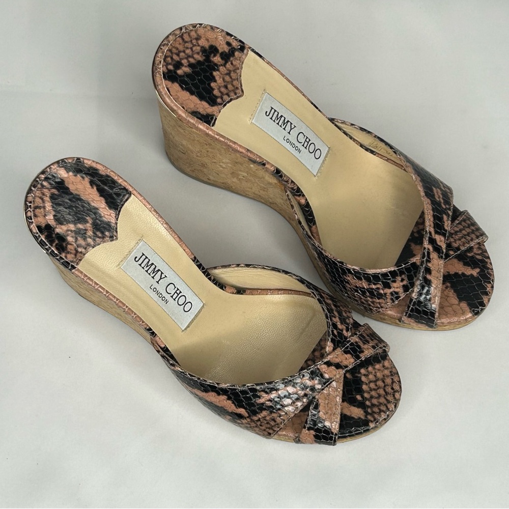 Jimmy Choo Almer 80 Snake-Effect Leather Sandals, 7.5, 37 1/2 - Picture 7 of 13